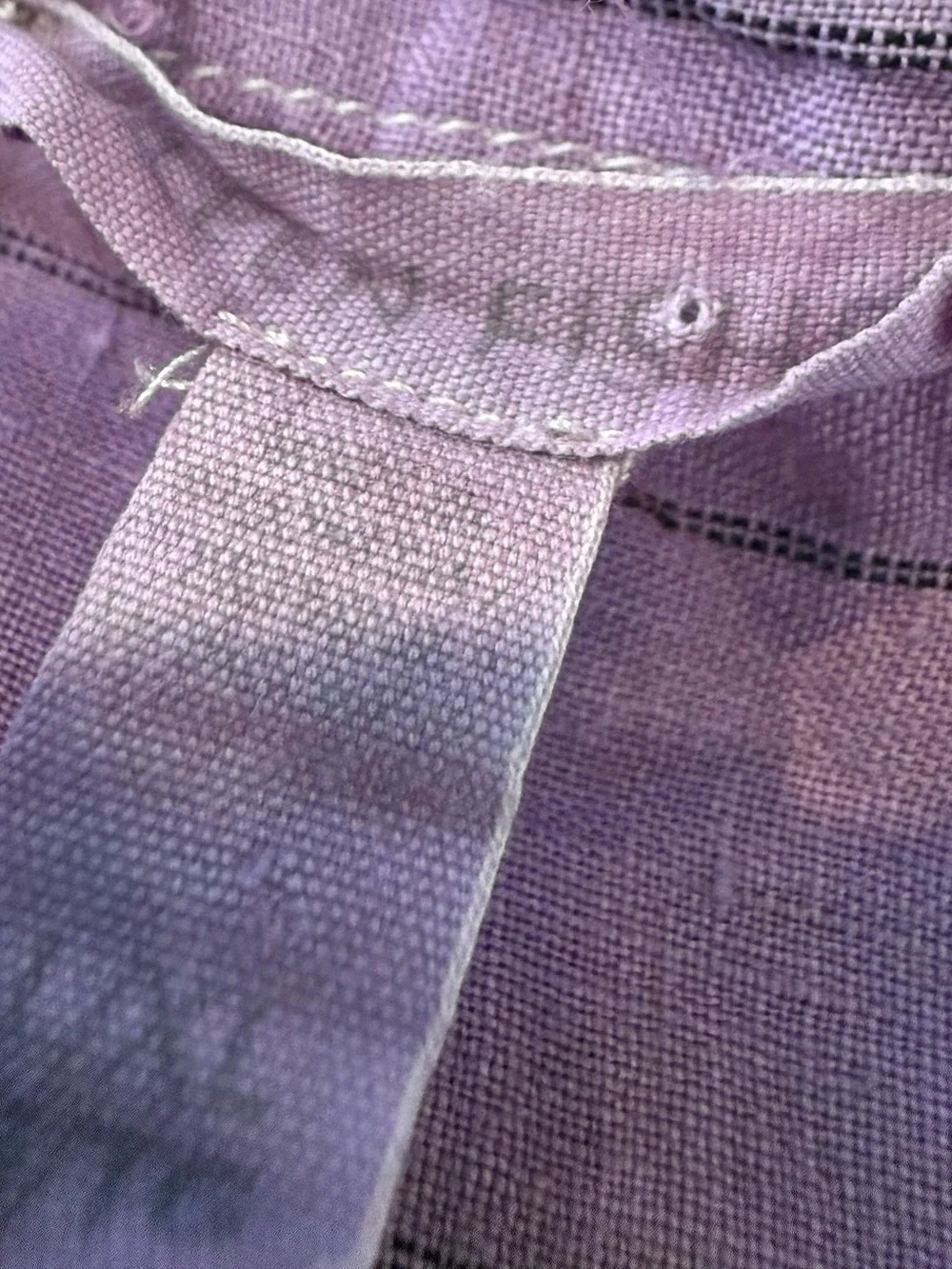 Eileen Fisher Purple Striped Loose Fit Tunic Boho Organic Linen Dress Size L/XL